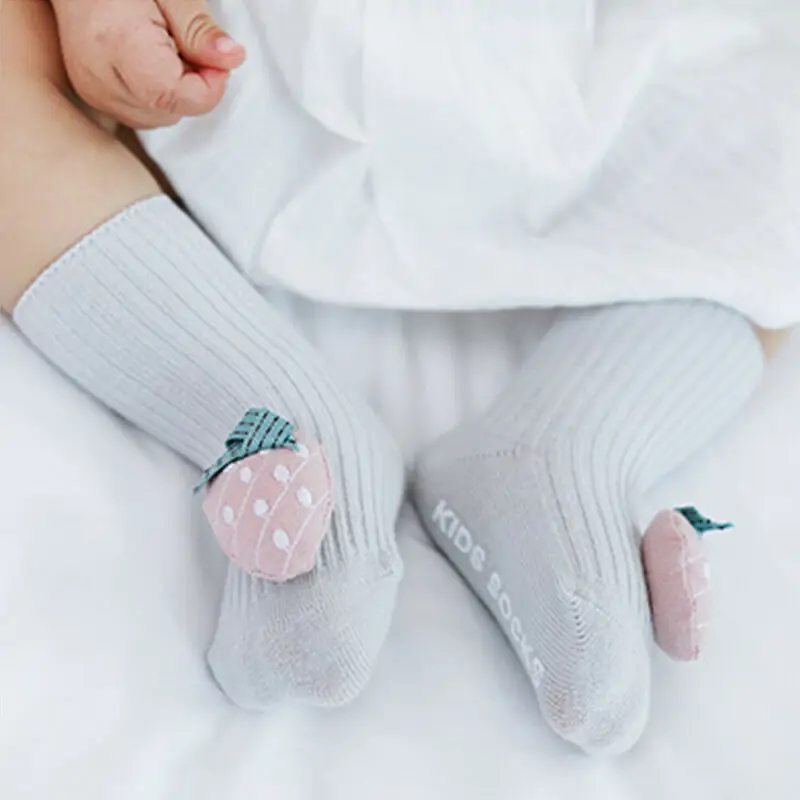 Нескользящие носки для новорожденных девочек с объемным фруктовым бантом Носки