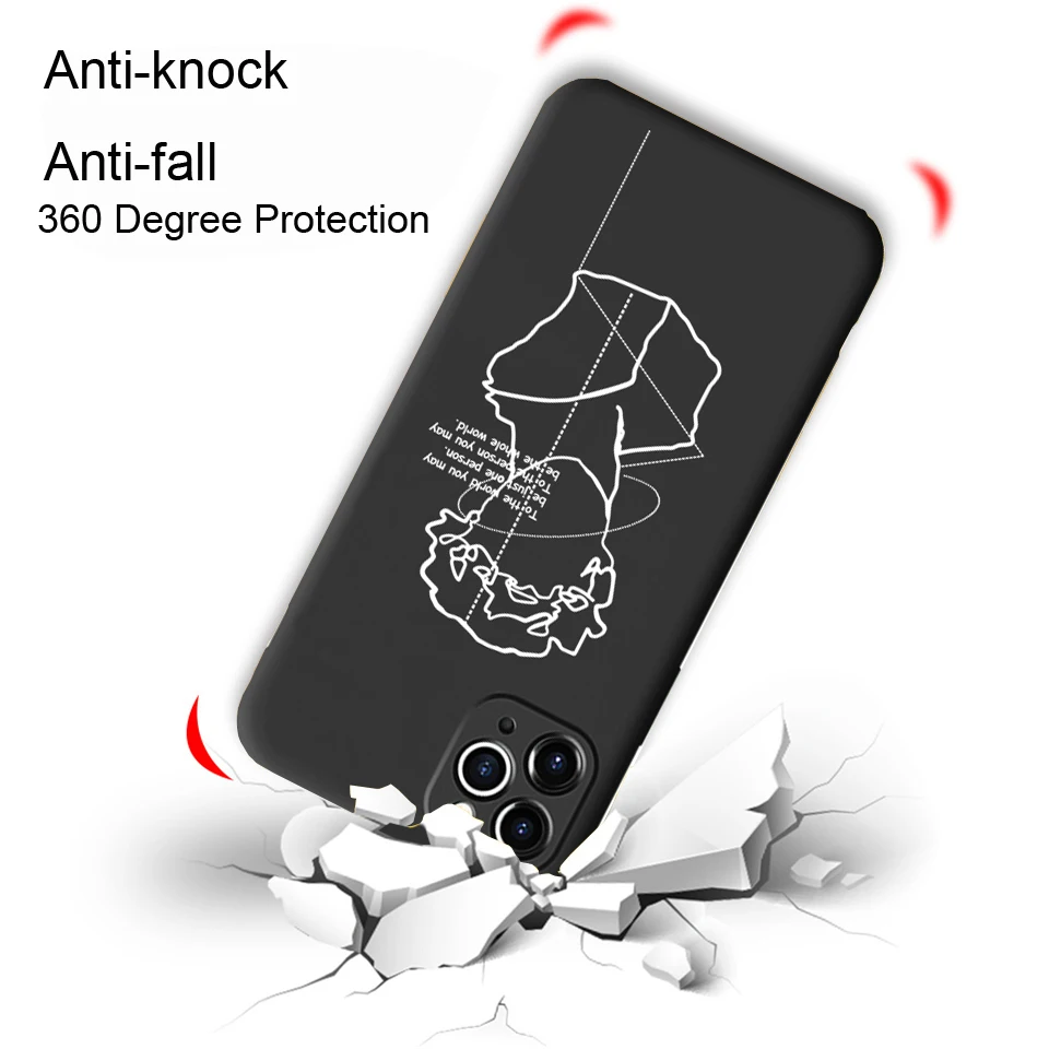 Чехол для iPhone 12 11 Pro MAX X XR XS Max 6 7 8 Plus SE 2020 черный смешной художественный абстрактный