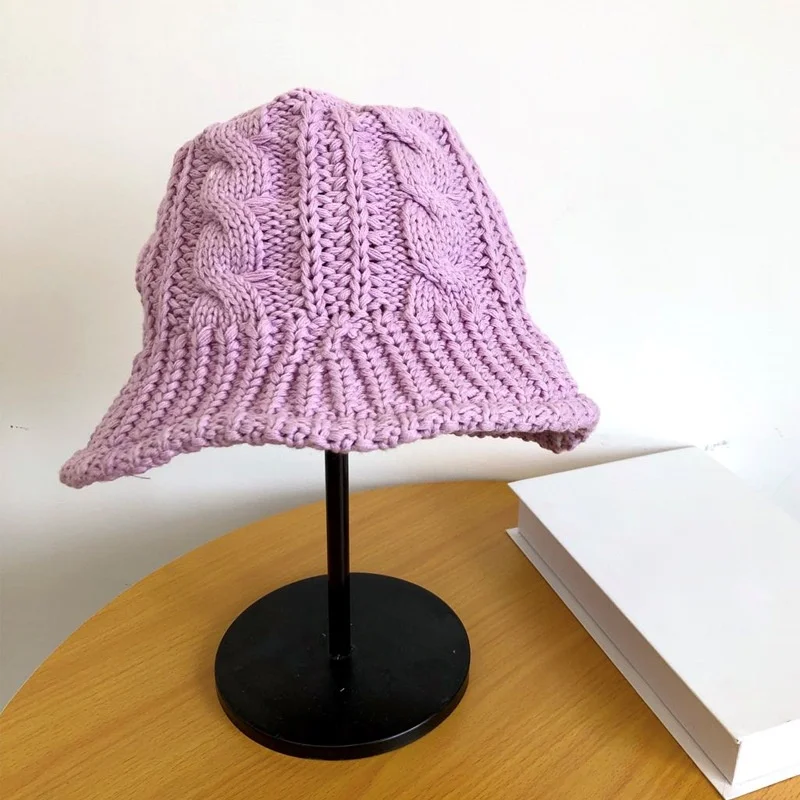 

Autumn Winter Knitted Bucket Hat Women Designer Fishing Hat Spring Panama Bob Fisherman Caps Lady Vacation Hat