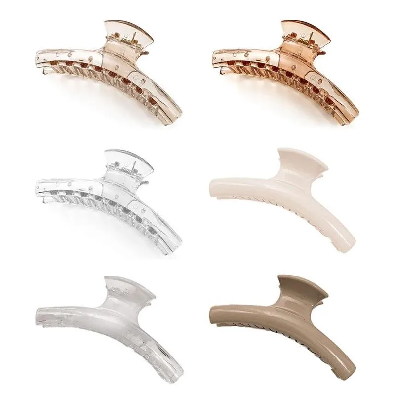 

Milk Tea Shark Clip Transparent Hairgrip Headwear Barrettes Styling Holding Tools Hair Section Claw Clamps Hair Accessories