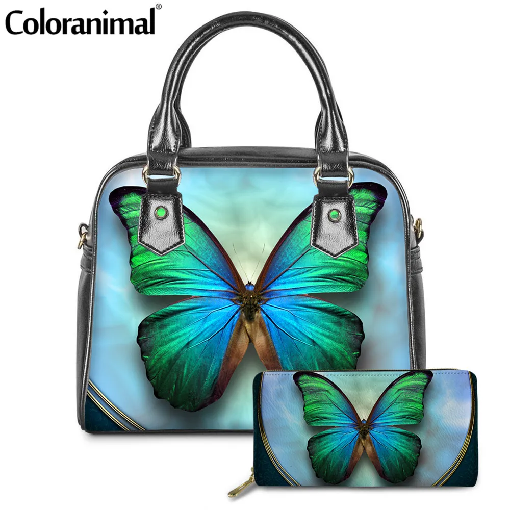 Роскошные элегантные дамские сумочки Coloranimal с принтом бабочки сумки верхними
