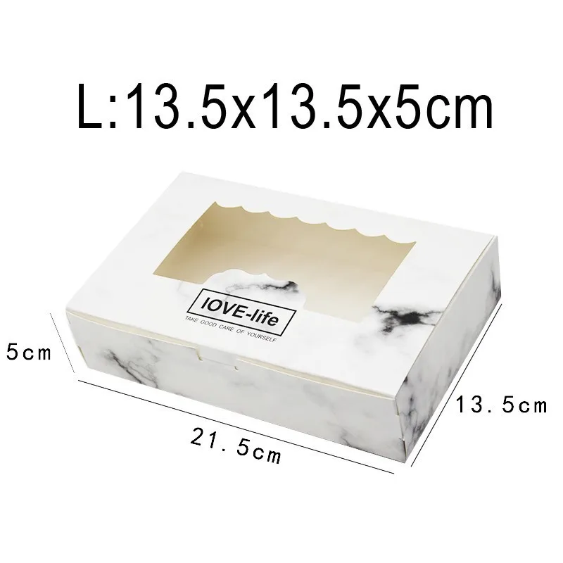 Marble L 12 шт крафт-бумажные коробки, упаковка для капкейков, Подарочная коробка, розовое окно, цветок, Свадебная коробка для торта, конфет, печенья, игрушки, вечерние сувениры - Цвет: Marble L