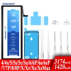 Литий-ионный аккумулятор Nohon, стандартная емкость для iPhone 4, 4s, 5, 5s, 5c, Se, 6, 6s, 7, 8 Plus, 6P, 6sP, 7, 8, P, X, Xr, Xs Max, XsMax + Инструменты