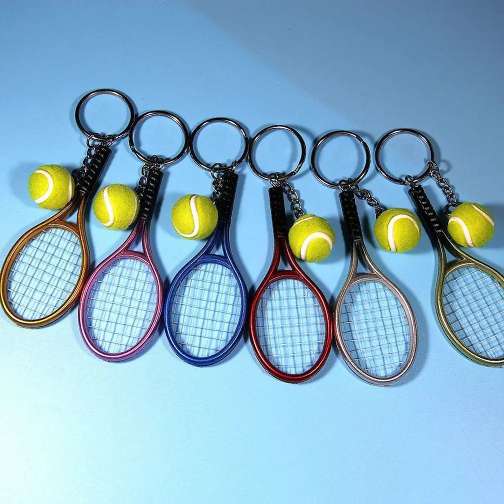 

Fashion Mini Tennis Racket Pendant Keychain Keyring Key Chain Ring Finder Holer Accessories For Lover's Day Gifts