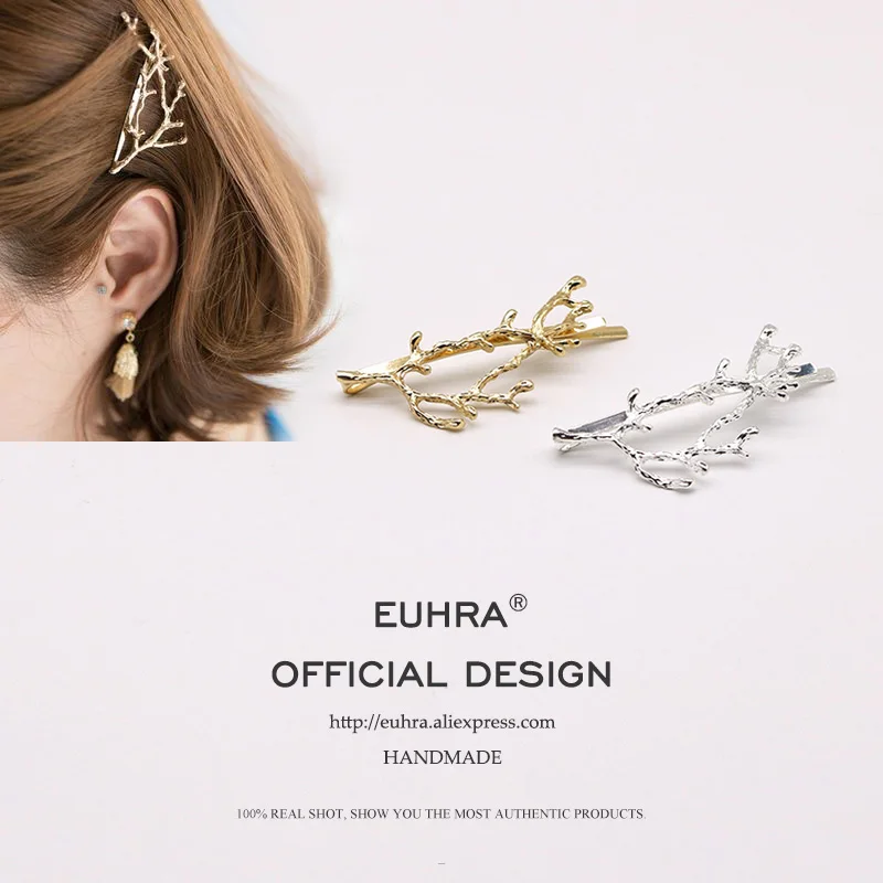 EUHRA, 2 цвета, сплав, ветка, шпильки, заколка для волос, для девушек, заколки для волос, для женщин, заколки для волос