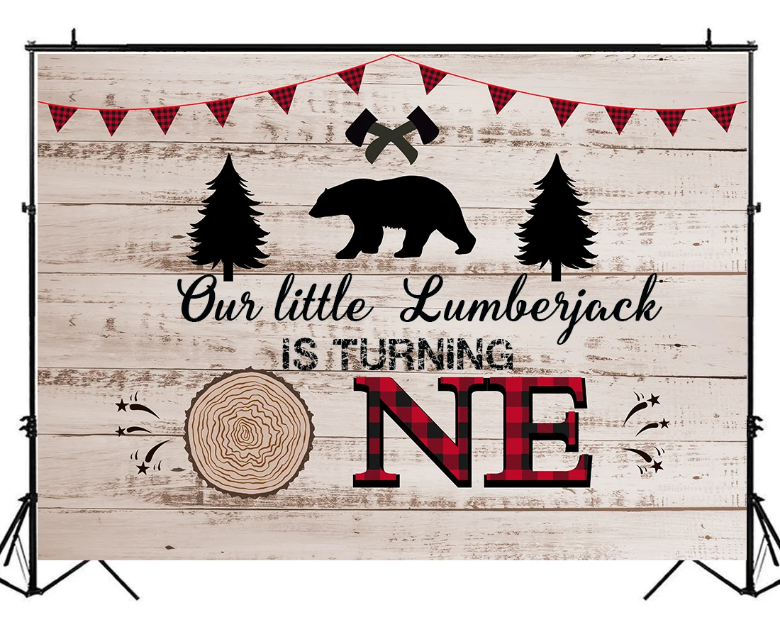 Фон для дня рождения мальчика с изображением буйвола в клетку на 1 й день