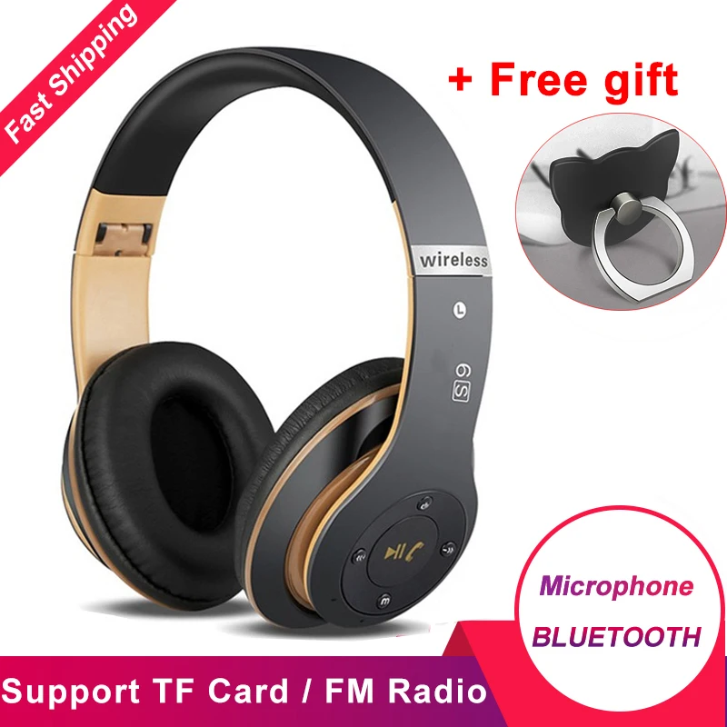6S Беспроводные Bluetooth 4,2 наушники складные шлем аудио Hifi стерео бас гарнитура с микрофоном Поддержка TF карты FM радио