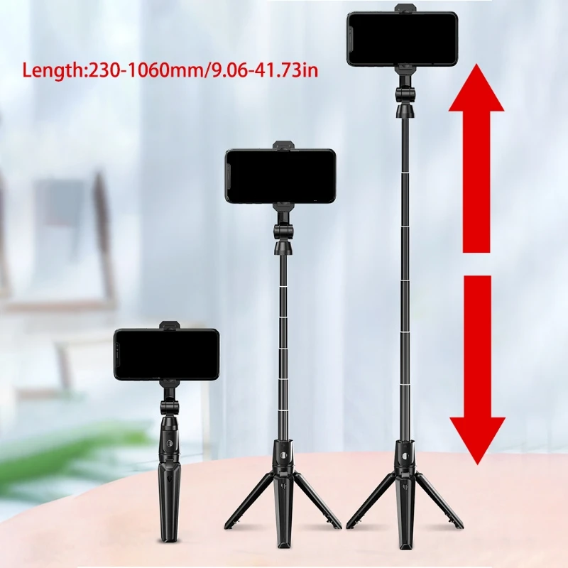 

Retractable Aluminum Alloy Bluetooth Remote Control Mobile Phone Live Broadcast Stand Cellphone Selfie Stick Portable Tripod