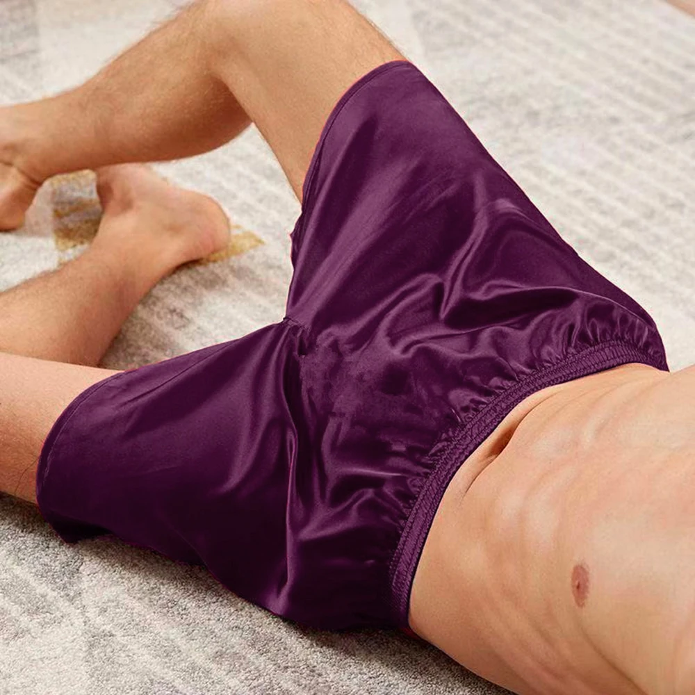 

Men's Home Silk Satin Pajamas Shorts Nightwear Pyjamas Pants Sleep Bottoms Men's Artificial Silk Pajamas Home Shorts