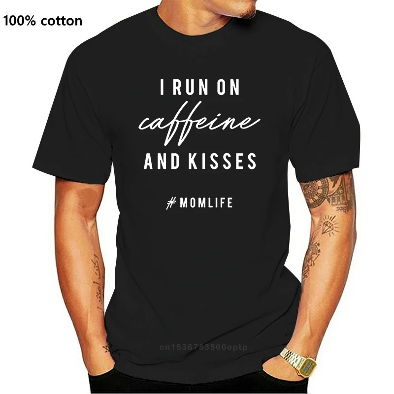 

New I Run on Caffeine and Kisses Print Plus Size T Shirt Women Causal Loose Cotton Tshirt Aesthetic Mom Life Oversized Top Drop
