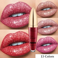 fashion matte shiny glitter liquid lipstick shiny lip gloss diamond waterproof long lasting pearl lipgloss lip makeup 15 colors