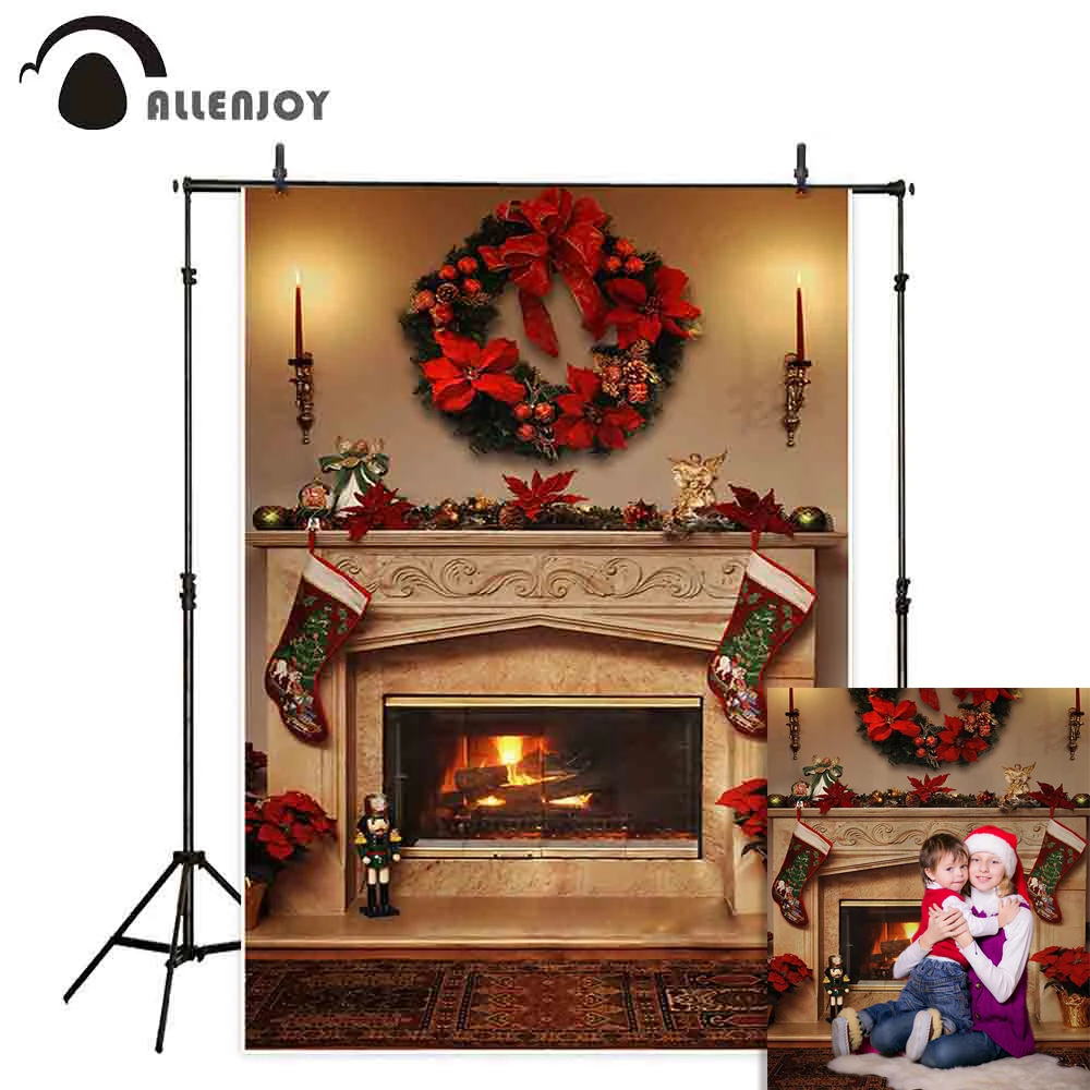 Allenjoy фото фон Рождественский камин носок новогодний домашний декор семейный
