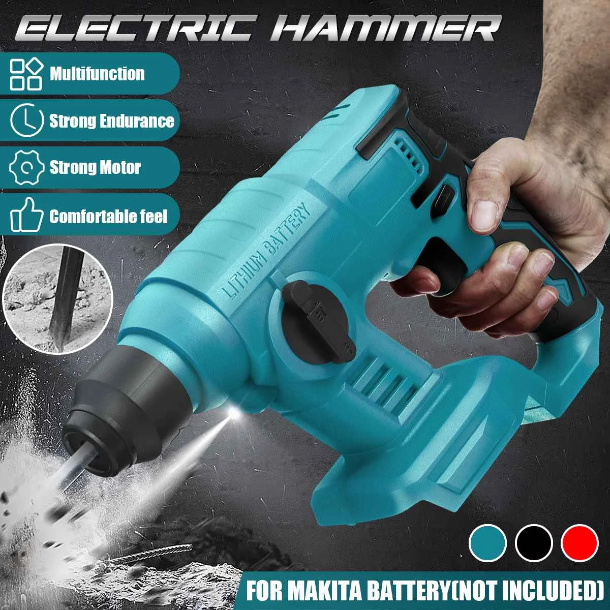 

Rechargeable brushless cordless 28mm rotary hammer drill Impact Function electric Hammer impact drill For 18V Makitas battery
