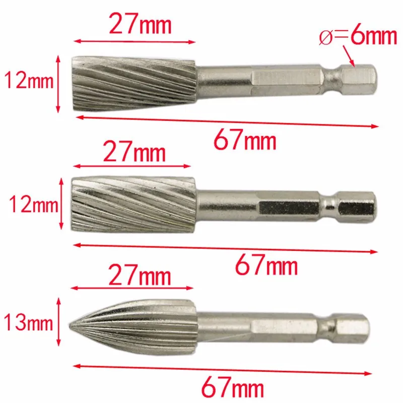 1/4 Inch(6.35Mm)Carbide Burrs Rotary File 5Pcs Rasp Cutter Files Shank Tool Power Tools Woodworking Chisel Shaped Ro | Инструменты
