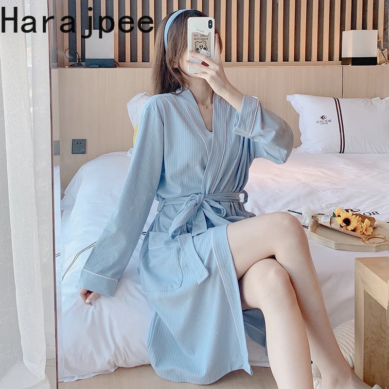 

Пижама в стиле харадзпи, женская тонкая хлопковая пикантная одежда с длинным рукавом, банный халат, летняя Милая Красная Ночная рубашка в се...