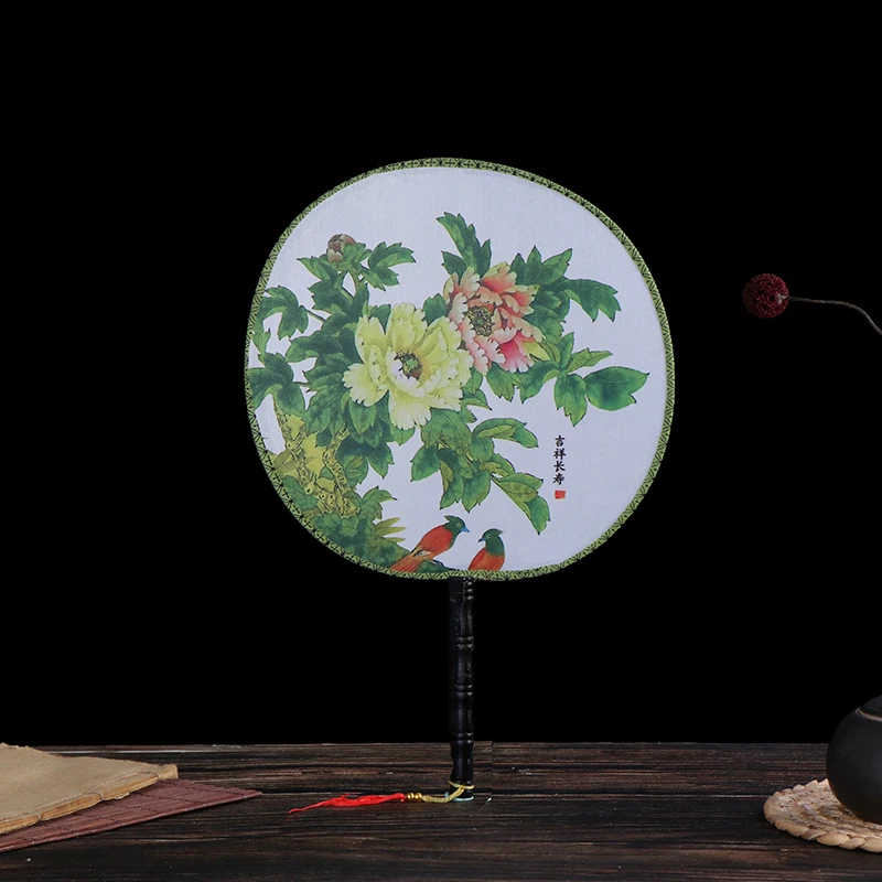 Китайский винтажный круглый веер с принтом подарок для свадьбы вечеринки танца в