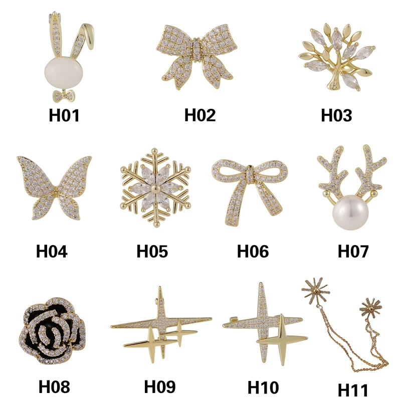 

1x Cute Animal Flower Pearl Anti-glare Fixed Concealed Buckle Brooch Alloy Diamond Bow Knot Brooch Retro Rhinestone Pearl Brooch