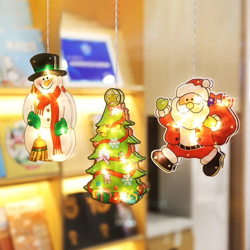 

LED Light Christmas Decorations 2021 Christmas Tree Santa Claus Decorations For Home Outdoor Gift Color Box Window Adornment 1PC