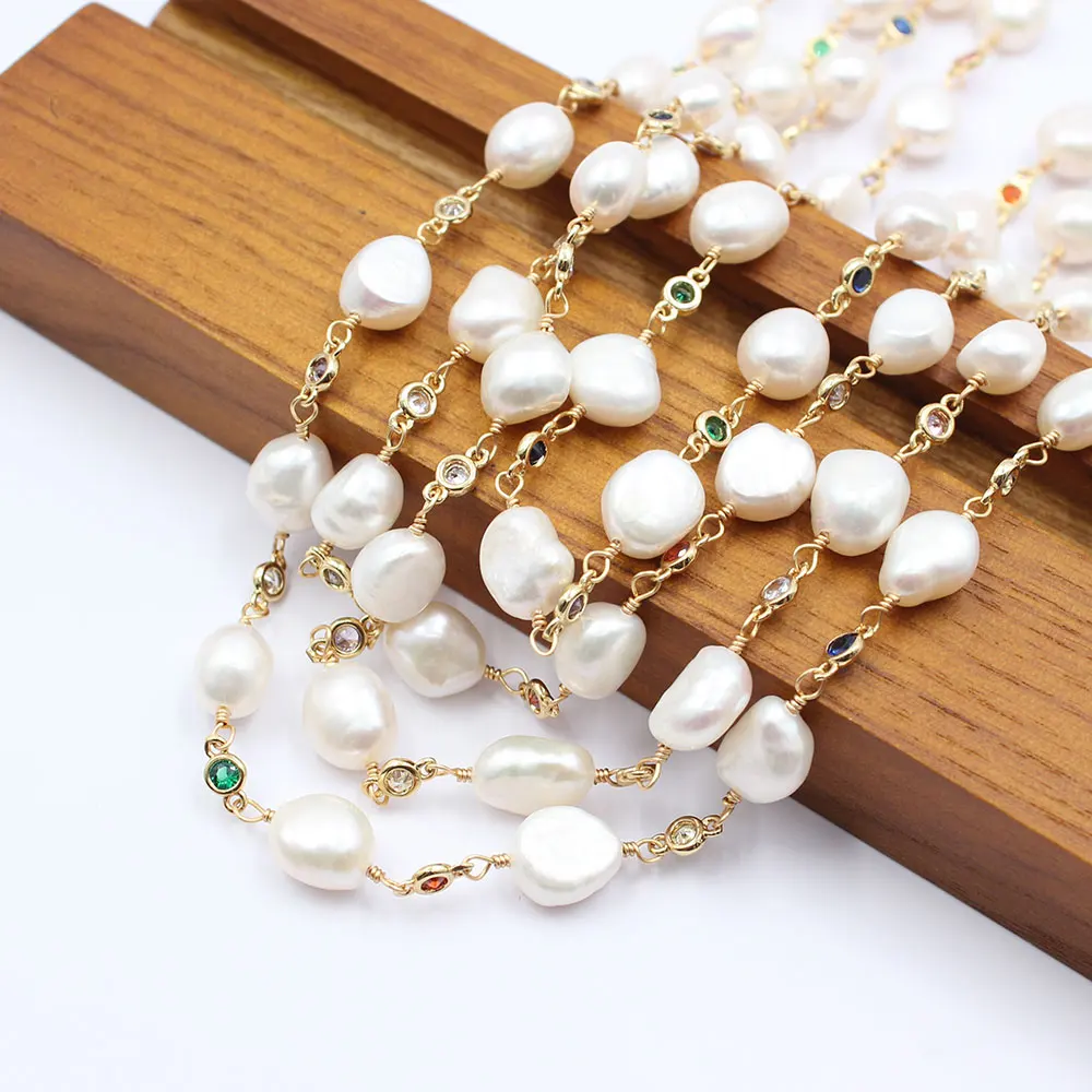 GG Jewelry 18 &quot4 пряди пресноводного белого жемчуга барокко многоцветный Цирконий