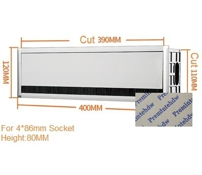 For 4 86MMSockets Алюминиевый прямоугольный провод кабель настольного типа втулка коробка для офисного стола буферная откидная крышка щетка для 86 мм USB AC разъем - Цвет: For 4 86MMSockets