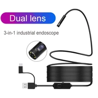 type c android endoscope camera ip67 dual 8mm lens with led light 1080p hd inspection endoscope otoscope mini car borescope