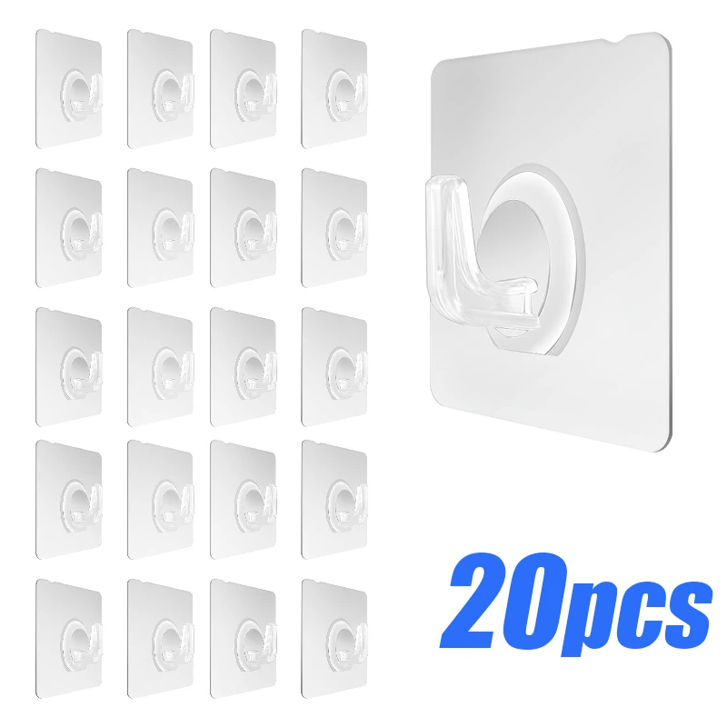 

10/20pcs Self Adhesive Door Wall Hangers Hooks 5x5cm Transparent Seamless Sucker Suction Cup Hanger for Kitchen Bathroom Hooks
