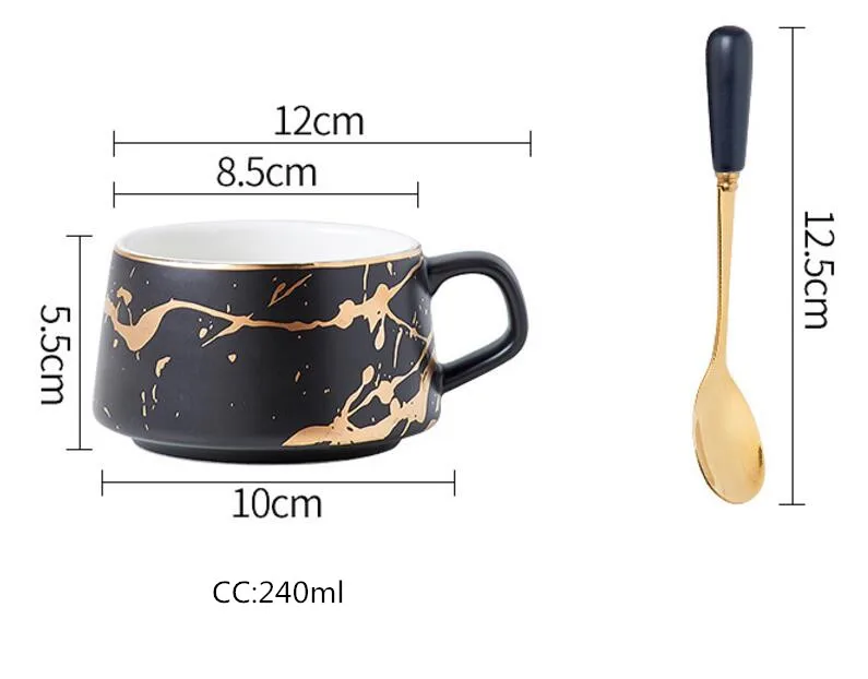 

Nordic style frosted marble gold series ceramic tea cup coffee cup luxury retro coffee bar mug milk cup