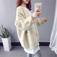 knitted cardigan womens 2021 new autumn and winter korean version of thick lazy wind loose student sweater coat