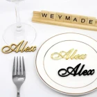 12 заказных лазерных зеркал серебристогозолотого цвета, акриловые названия, настройки имени гостей, ярлыки, вечерние свадебные места, карточный стол, Декор