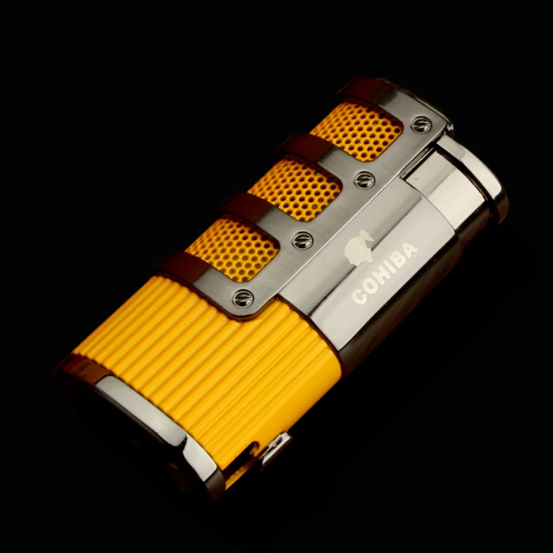 COHIBA прикуривателя Бутан 3 фонарь Jet Flame зажигалка аксессуары ветрозащитная