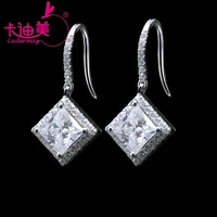 cadermay 925 sterling silver 1ct princess cut moissanite dangle stud earrings trendy party gifts wholesale price lab diamond