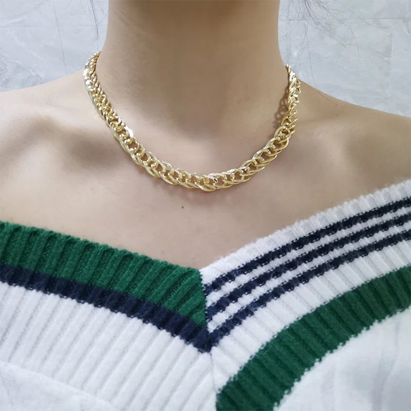 

High Quality Charm Women Link Chain Choker Gold Color Punk Hip Hop Chains Clavicle Chokers Necklace for Women Girls Jewelry