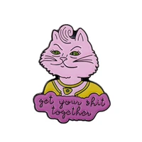anime bojack cat princess carolyn enamel brooches cartoon letter get your shit together badges pins jewelry for girls