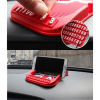 1 pcs car gadgets double card digital anti skid pad car interior mobile phone holder pvc material with card slot digital number