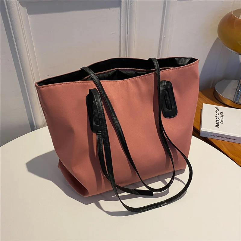 

Large Capacity Women's Bag Winter New Fashion One Shoulder Tote Bag Solid Color Simple Leisure Handbag
