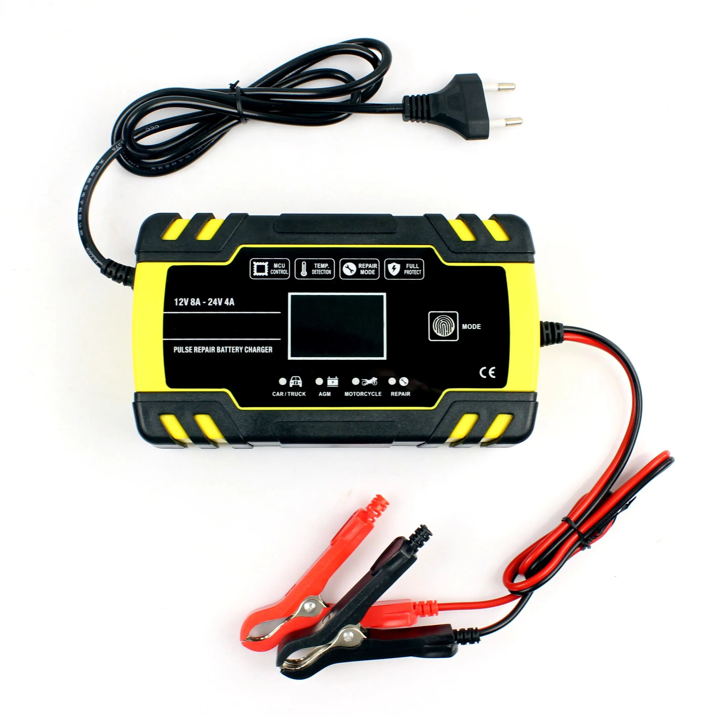 

Car Battery Charger 12V 24V 8A LCD Display Automatic Motorcycle 3-Stage Charger Car Battery Charger