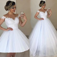 2 pieces removable skirt wedding dress white lace cap sleeve beaded a line detachable train bridal gown customize plus size