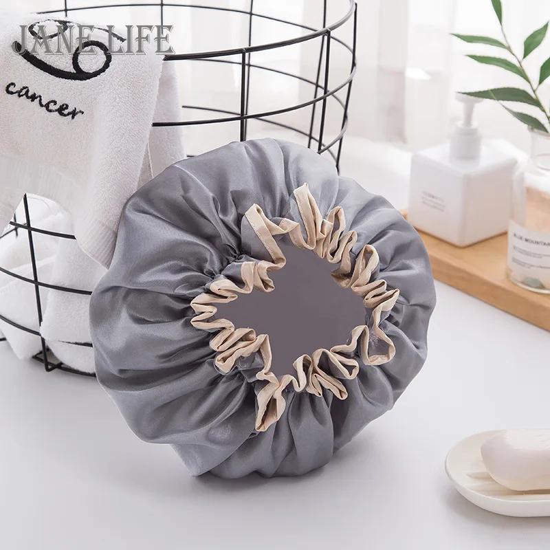 

Dubbele Laag Peva Waterdichte Huishoudelijke Verdikte Vrouwen Olie-Proof Shampoo Cap Douche Cap Goods Bathroom Supplies