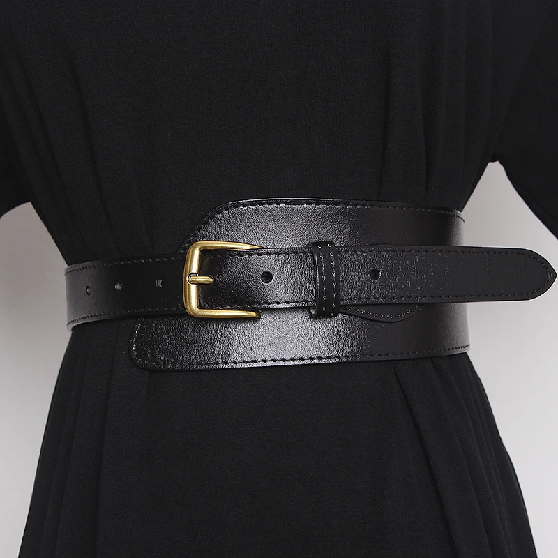 Fashion Leather Belts for Women gold square pin buckle cummerbunds body corset cummerbund female wide soft waistbands