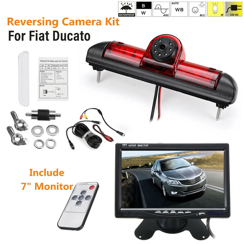 

1 Set Rear View Camera For PeugeotBoxer 2006-2017 3 Gen Reversing 7" Brake Light Color TFT