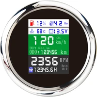 6 in 1 multi functional digital gauge gps speedometer tachometer fuel level water temp 010bar oil pressure with alarm 85mm
