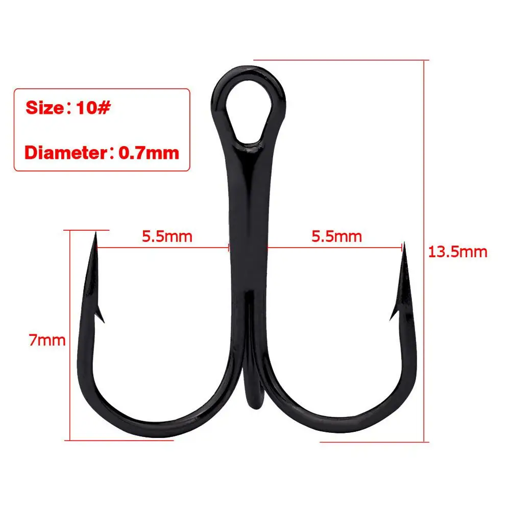 

50Pcs Fishing Hook Stainless Steel Treble Overturned Hooks Fishing Tackle Round Bend Treble For Bass Fish Tackle Tools