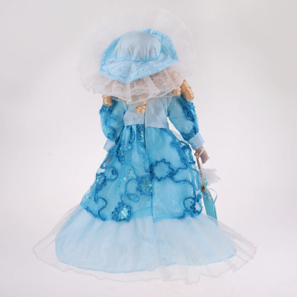 

40 см викторианская фарфоровая кукла для девочек фигурка людей с одеждой синий подарок для детей