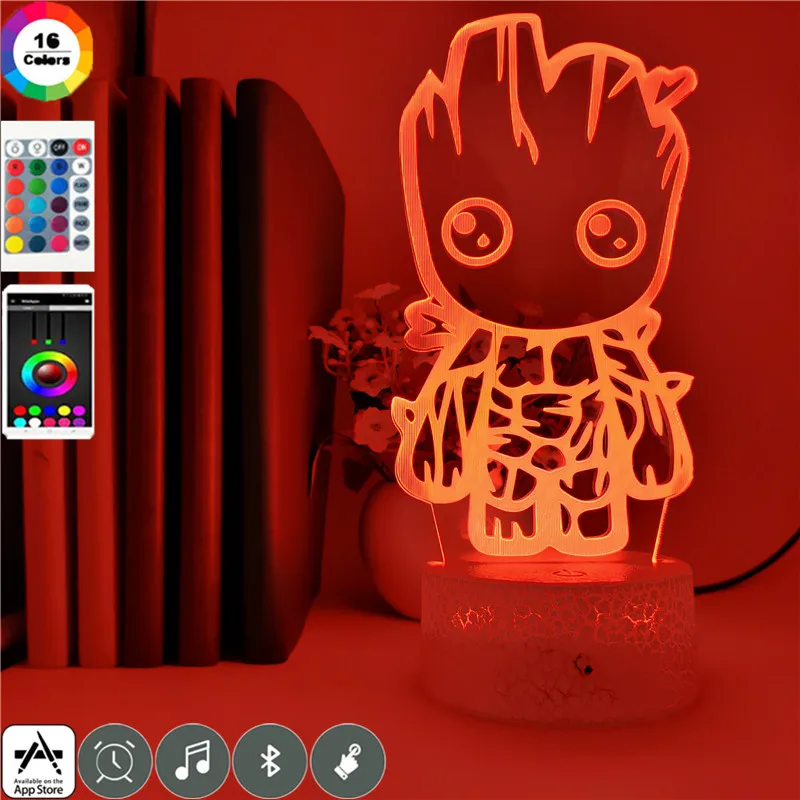 Светодиодный 3D светильник с героями комиксов Марвел фигура Мстителей дерево