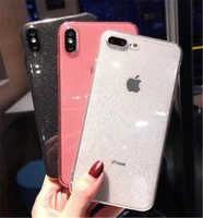 Shining Glitter Powder Back Phone Case For iPhone Pro Max Plus Transparent Soft TPU Shockproof Bling Back Cover