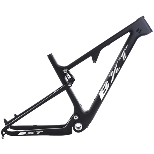 BXT white logo BXT New Full Suspension Carbon Mountain 29er MTB Bike Frame BSA 142X12mm 148*12mm Suspension Frame Travel 100mm Free Shipping - Цвет: BXT white logo