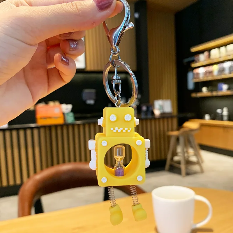 Мультяшная резиновая милая кукла брелок подвеска уникальный робот песочные часы