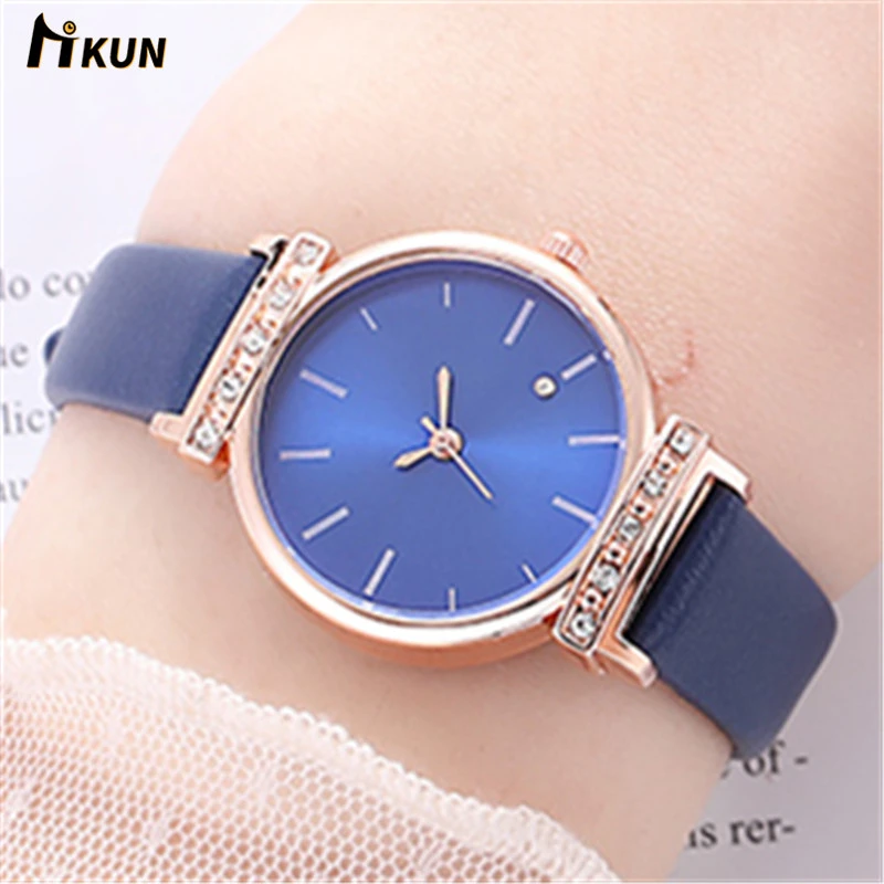 Женские Модные кварцевые часы кожаный ремешок для часов повседневные