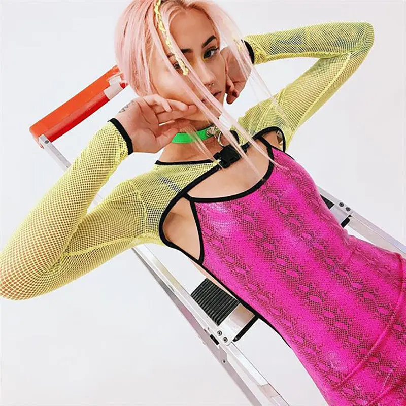 Женская прозрачная сетчатая майка однотонный укороченный топ в сеточку зеленого