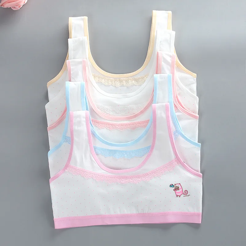 

Дышащий детский бюстгальтер из чистого хлопка, развивающий студенческий жилет для девочек, нижнее белье, топ без пятки для детей 8-16 лет